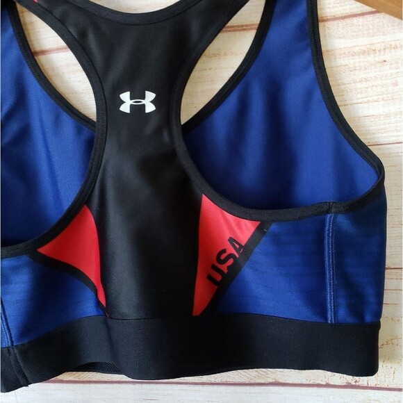 Armour Women's Mid Country Pride Sports Bra Large Blue Red Black White - Picture 6 of 12